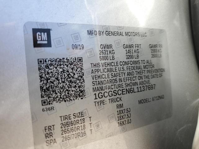 1GCGSCEN6L1137697 - 2020 CHEVROLET COLORADO L SILVER photo 10