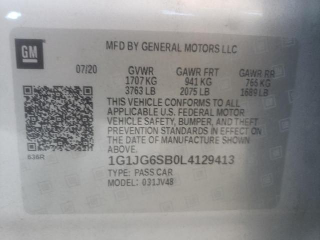 1G1JG6SB0L4129413 - 2020 CHEVROLET SONIC SILVER photo 10