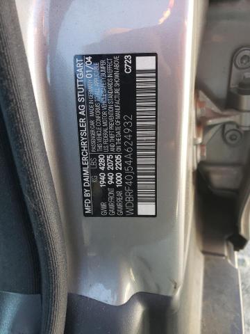 WDBRF40J54A624932 - 2004 MERCEDES-BENZ C 230K SPO SILVER photo 10