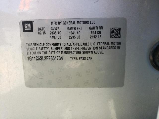 1G11C5SL2FF351734 - 2015 CHEVROLET MALIBU 1LT 银色 照片 10