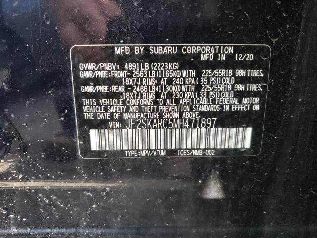 JF2SKARC5MH471897 - 2021 SUBARU FORESTER S BLUE photo 10