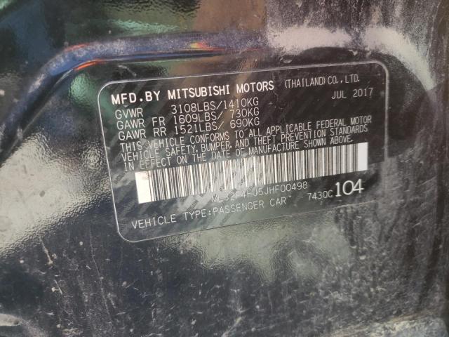 ML32F4FJ5JHF00498 - 2018 MITSUBISHI MIRAGE G4 BLACK photo 10