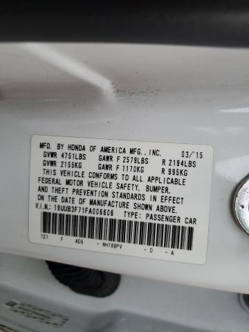 19UUB3F71FA006606 - 2015 ACURA TLX ADVANC WHITE photo 10