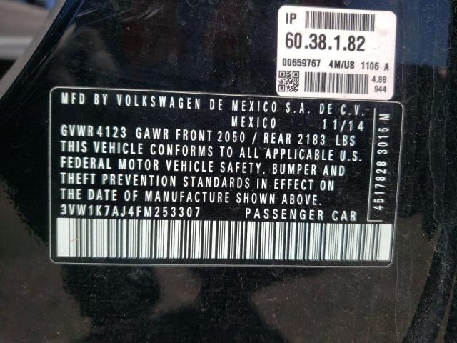 3VW1K7AJ4FM253307 - 2015 VOLKSWAGEN JETTA BASE 黑色 照片 10