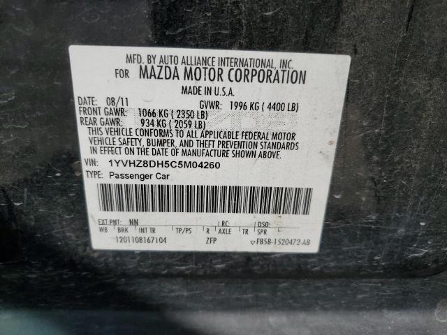 1YVHZ8DH5C5M04260 - 2012 MAZDA 6 I BLACK photo 10