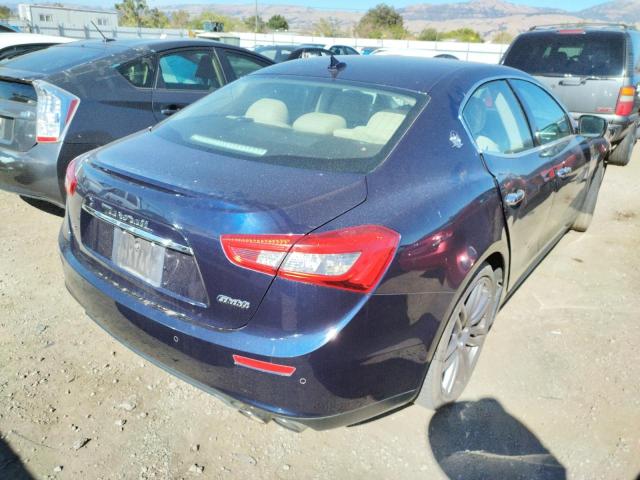 ZAM57RTA6E1113670 - 2014 MASERATI GHIBLI S BLUE photo 4