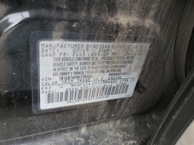 3N1AB7AP8KY388884 - 2019 NISSAN SENTRA S BLACK photo 10