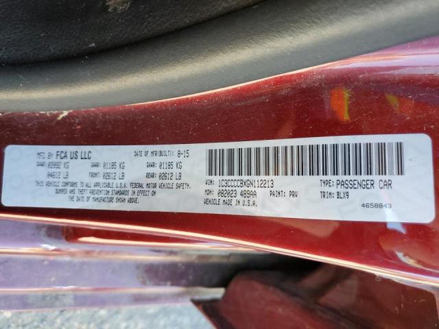 1C3CCCCBXGN112213 - 2016 CHRYSLER 200 C RED photo 10