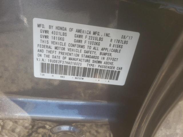 19UDE2F37HA016025 - 2017 ACURA ILX BASE W BLACK photo 10