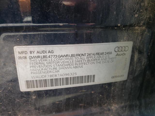 WAUDF78E87A096325 - 2007 AUDI A4 2.0T QUATTRO  photo 10