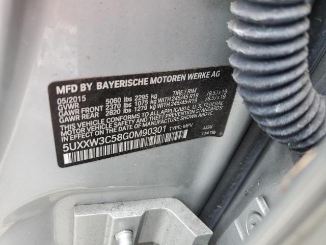 5UXXW3C58G0M90301 - 2016 BMW X4 XDRIVE2 SILVER photo 10