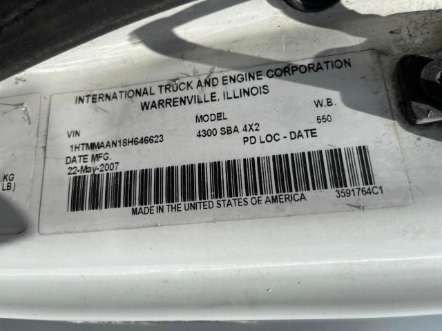 1HTMMAAN18H646623 - 2008 INTERNATIONAL 4000 4300 WHITE photo 10