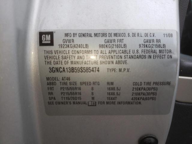 3GNCA13B59S585474 - 2009 CHEVROLET HHR LS 银色 照片 10