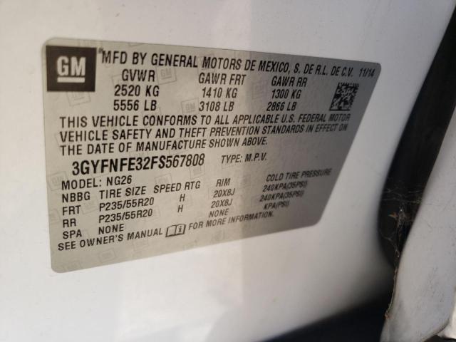 3GYFNFE32FS567808 - 2015 CADILLAC SRX PERFOR 白色 照片 10