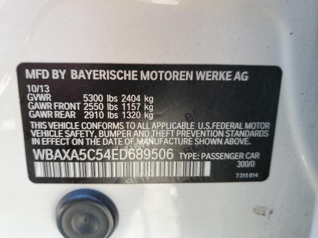 WBAXA5C54ED689506 - 2014 BMW 535 D WHITE photo 10