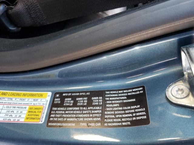 W04WV3N52GG038598 - 2016 BUICK CASCADA 1S BLUE photo 10