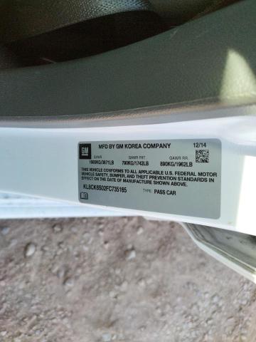 KL8CK6S02FC735165 - 2015 CHEVROLET SPARK EV 1 白色 照片 10