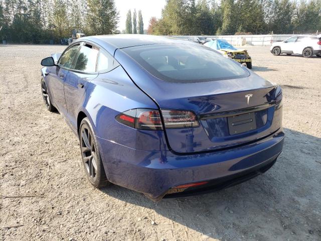 5YJSA1E55NF491402 - 2022 TESLA MODEL S Կապույտ լուսանկար 3