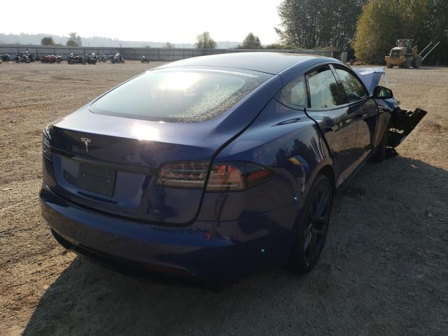5YJSA1E55NF491402 - 2022 TESLA MODEL S Կապույտ լուսանկար 4