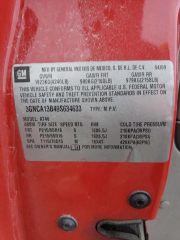 3GNCA13B49S634633 - 2009 CHEVROLET HHR LS RED photo 10