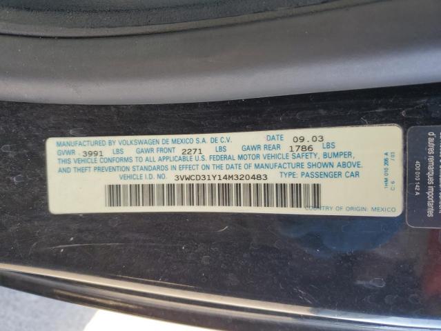 3VWCD31Y14M320483 - 2004 VOLKSWAGEN NEW BEETLE 黑色 照片 10