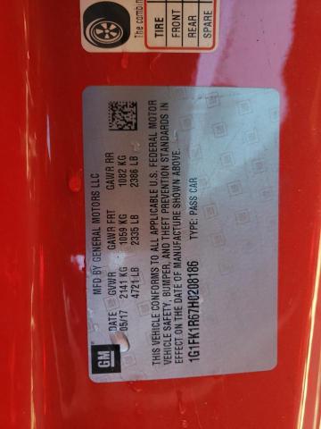 1G1FK1R67H0208186 - 2017 CHEVROLET CAMARO ZL1 红色 照片 10