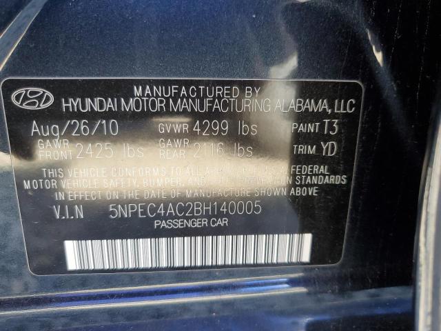 5NPEC4AC2BH140005 - 2011 HYUNDAI SONATA SE BLACK photo 10