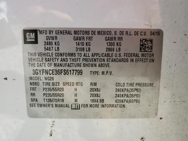 3GYFNCE36FS617799 - 2015 CADILLAC SRX PERFOR 白色 照片 10