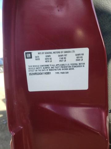 2G2WR524341143861 - 2004 PONTIAC GRAND PRIX წითელი ფოტო 10