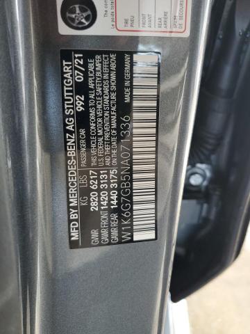 W1K6G7GB5NA071336 - 2022 MERCEDES-BENZ S 580 4MAT GRAY photo 10