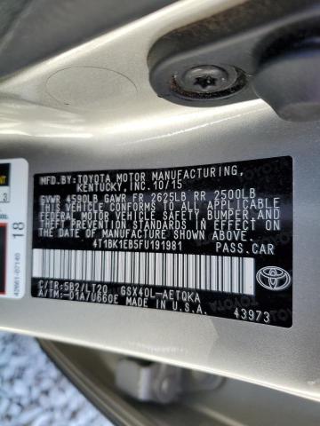 4T1BK1EB5FU191981 - 2015 TOYOTA AVALON XLE SILVER photo 10