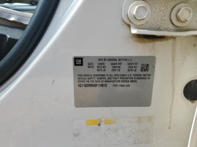 1G11D5RR9DF110810 - 2013 CHEVROLET MALIBU 1LT თეთრი ფოტო 10