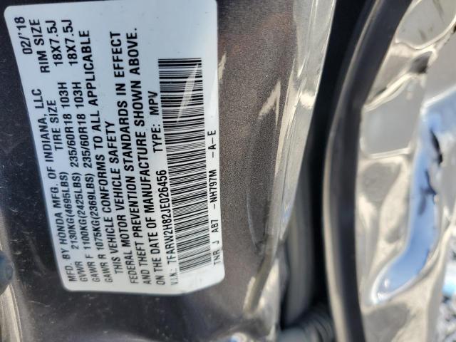 7FARW2H82JE026456 - 2018 HONDA CR-V EXL GRAY photo 10