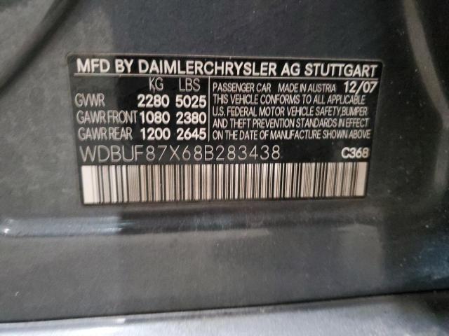 WDBUF87X68B283438 - 2008 MERCEDES-BENZ E 350 4MAT GRAY photo 10