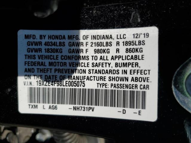 19XZE4F98LE005075 - 2020 HONDA INSIGHT TO BLACK photo 10