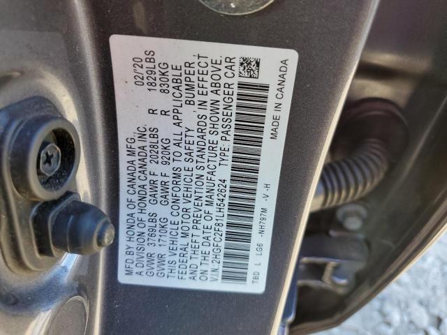 2HGFC2F81LH542624 - 2020 HONDA CIVIC SPOR GRAY photo 10