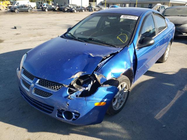 1B3ES56C85D221538 - 2005 DODGE NEON SXT BLUE photo 2