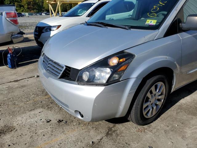 5N1BV28U38N115859 - 2008 NISSAN QUEST SILVER photo 9