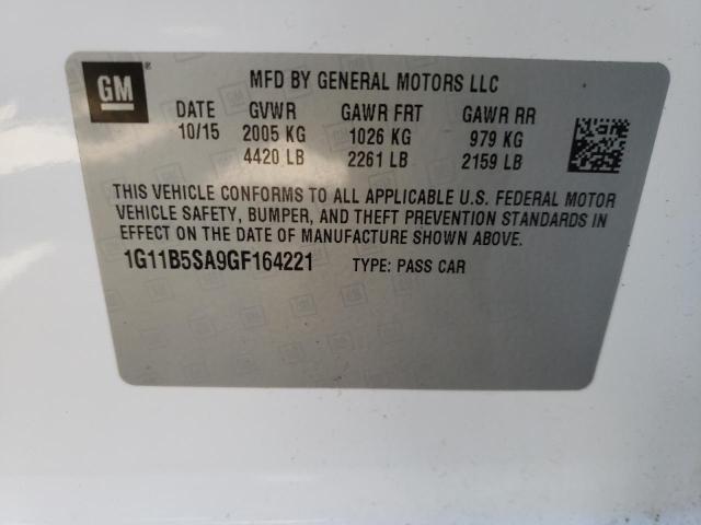 1G11B5SA9GF164221 - 2016 CHEVROLET MALIBU LIM 白色 照片 10