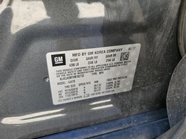 KL4CJASB1HB192733 - 2017 BUICK ENCORE PRE GRAY photo 10