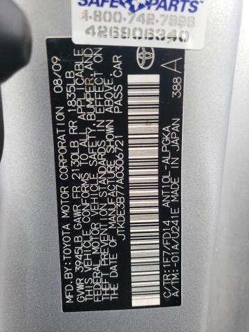 JTKDE3B77A0306721 - 2010 TOYOTA SCION TC ვერცხლისფერი ფოტო 10