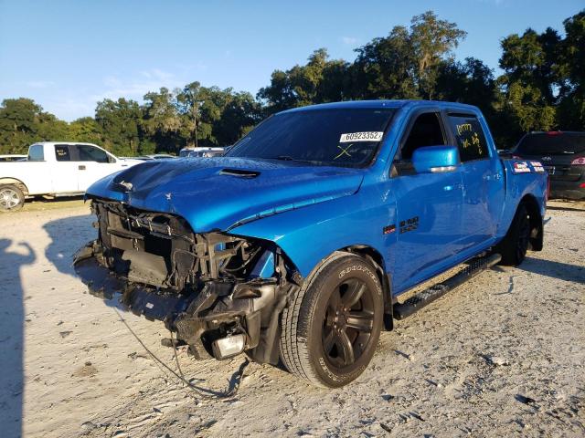 1C6RR7MT2JS224104 - 2018 RAM 1500 SPORT BLUE photo 2