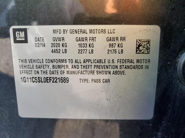 1G11C5SL0EF221689 - 2014 CHEVROLET MALIBU 1LT ნაცრისფერი ფოტო 10