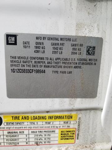 1G1ZC5E03CF198944 - 2012 CHEVROLET MALIBU 1LT თეთრი ფოტო 10