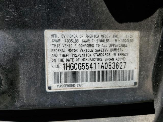 1HGCG55411A053627 - 2001 HONDA ACCORD LX BLACK photo 10