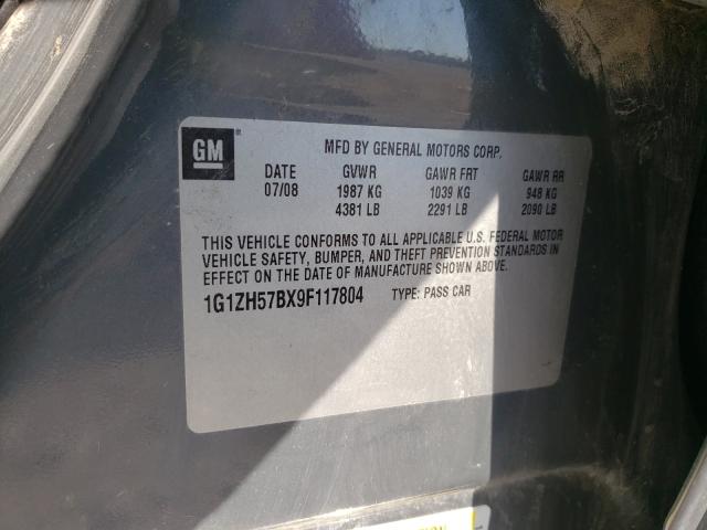 1G1ZH57BX9F117804 - 2009 CHEVROLET MALIBU 1LT ნაცრისფერი ფოტო 10