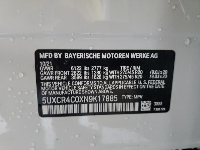 5UXCR4C0XN9K17885 - 2022 BMW X5 SDRIVE WHITE photo 10