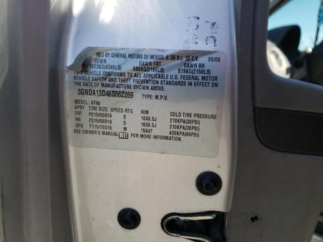 3GNDA13D46S662269 - 2006 CHEVROLET HHR LS SILVER photo 10