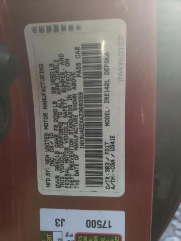 1NXBU4EEXAZ368359 - 2010 TOYOTA COROLLA BASE  photo 10