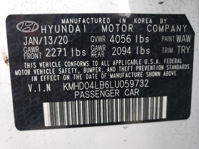 KMHD04LB6LU059732 - 2020 HYUNDAI ELANTRA SP WHITE photo 10